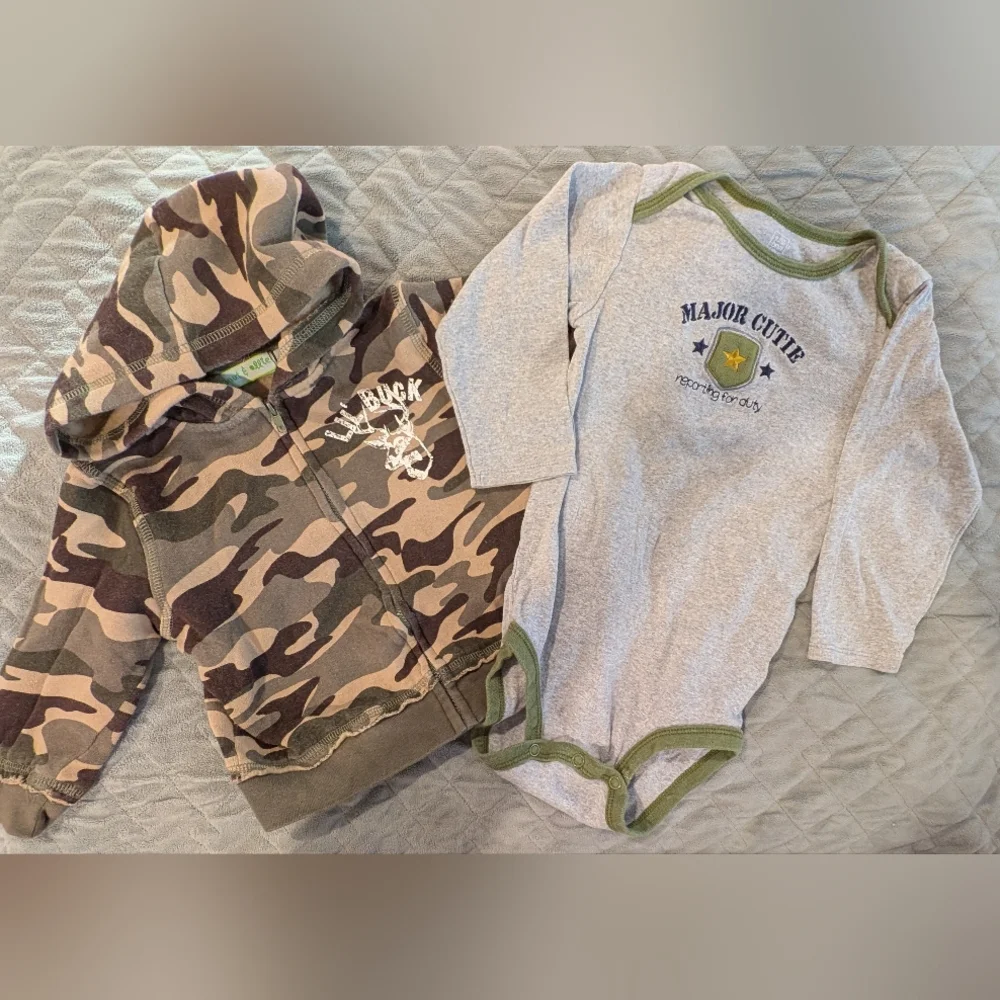 Kids Camo and Gray One Piece Set